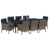 Garden Dining Set with Cushion 9 pcs Grey Poly Rattan 3380196