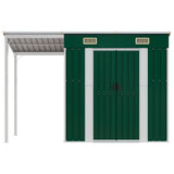 Garden Shed with Extended Roof Green 277x107x181 cm Steel 364524