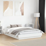 Bed Frame White Engineered Wood, Plywood Double Sturdy 3209870