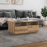 Coffee Table with LED Lights Artisan Oak 90x49x40 cm 857711