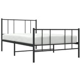 Metal Bed Frame without Mattress with Footboard Black 90x200cm 352491