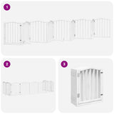 Dog Gate with Door Foldable 9 Panels White 450 cm Poplar Wood 3155591