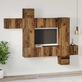 TV Cabinet Set Wall-mounted 10 pcs Old Wood Engineered Wood 3393243