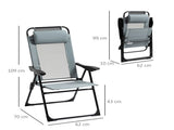 Set of 2 Portable Folding Recliner Outdoor Patio Adjustable Backrest, Grey T3398P323831