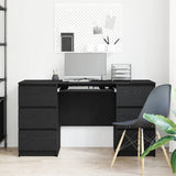 Desk with Drawer Black Oak 140 x 50 x 76 cm Engineered Wood 3329284