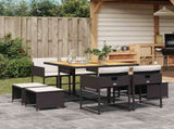 9 Piece Garden Dining Set with Cushions Black Poly Rattan 3211323