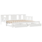 Daybed with Trundle and Drawers without Mattress White 90x190 cm Single 3302230