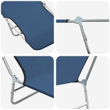 Sunlounger Set of 2 Blue Powder-coated steel Standard Foldable 44299