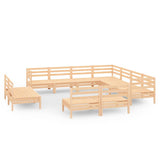 11 Piece Garden Lounge Set Solid Wood Pine 3083154