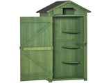 Small Shed, Tall Slim Wooden Garden Shed with 3 Removable Shelves and Roof Hatch, Compact Outdoor T3398P318680