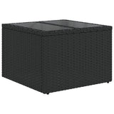 Garden Table Black PE Rattan, Powder-Coated Steel, Tempered Glass 365969