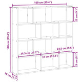 ZNTS Wall Cube Shelf 12 Compartments Concrete Grey Engineered Wood 860007