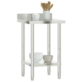 Kitchen Work Table with Backsplash 55x55x93 cm Stainless Steel 376456