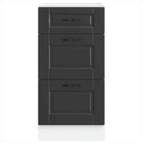 Kitchen Base Cabinet "Porto" Black Engineered Wood 854221