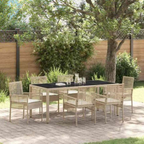 Garden Dining Set 7 pcs Beige Poly rattan 3334891