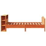 ZNTS Bookcase Bed without Mattress Wax Brown 90x190cm Single Solid Wood Pine 3323088