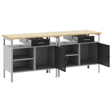 Work Bench Set 2 pcs Black 200 x 55 x 85 cm Steel 3321388