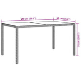 Garden Table 150x90x75 cm Tempered Glass and Poly Rattan White 316709