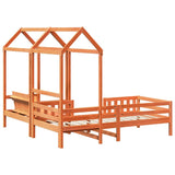 Bed and Bench Set with Roof without Mattress Wax Brown 90x190 cm Single 3282182
