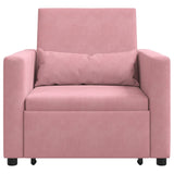 Pull out Sofa Bed Single Light pink 90 x 165 x 87 cm Velvet 42002701