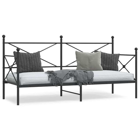 Day Bed without Mattress Black 90x190 cm Steel 4104667