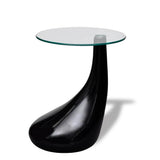 Coffee Table High-Gloss Black Fiberglass and Tempered Glass Small 240321