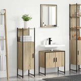 Bathroom Furniture Set with Shelf 3 pcs Brown Engineered wood 3345145