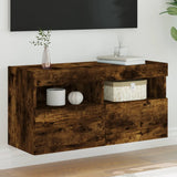 TV Wall Cabinet with LED Lights Smoked Oak 80x30x40 cm 837205