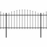 Garden Fence with Spear Top Steel 1426x150 cm Black 277737