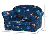 Kids Planet-Themed Armchair, with Non-Slip Feet, Wooden Frame - Blue T3398P347637