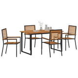 Garden Dining Set 5 pcs Black Solid Acacia Wood 3365454
