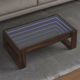 Coffee Table with Infinity LED Brown Oak 90x53x30 cm 847643