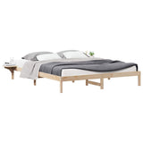 Bed Frame with Side Tables Natural 180 x 220 cm Solid Pine Wood 873253