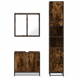 3 Piece Bathroom Furniture Set Smoked Oak Engineered Wood 3301067