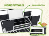 Wooden Tortoise Enclosure w/ Adjustable Lamp Holder, Openable Lid, Dual Main Houses, Storage Shelf, T3398P350005