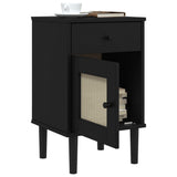 Bedside Cabinet SENJA Rattan Look Black 40x35x65 cm Solid Wood Pine 358015