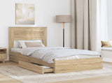 Storage Bed with Drawer Sonoma Oak 100 x 200 cm Engineered Wood 3409934