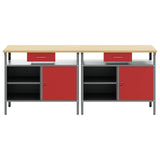 Work Bench Set with Drawer 2 pcs Red and Grey 200 x 55 x 85 cm 3321389