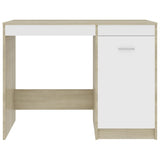 Desk White and Sonoma Oak 100x50x76 cm Engineered Wood 801801