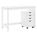 Desk Cabinet Set 2 pcs White Solid Pine Wood 3438766