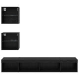 TV Wall Units with LED with LED 5 pcs Black Oak Engineered Wood 3402961