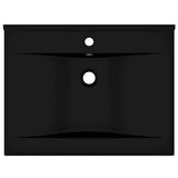 147030 Luxury Basin with Faucet Hole Matt Black 60x46 cm Ceramic