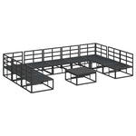 Garden Sofa Set with Cushion Black Aluminium 3378901