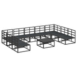 Garden Sofa Set with Cushion Black Aluminium 3378901
