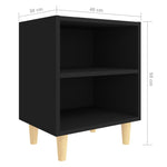 ZNTS Bed Cabinets with Solid Wood Legs 2 pcs Black 40x30x50 cm 805782