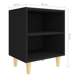 ZNTS Bed Cabinets with Solid Wood Legs 2 pcs Black 40x30x50 cm 805782