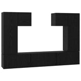 TV Cabinet Set Wall-mounted 7 pcs Black Oak Engineered Wood 3393136