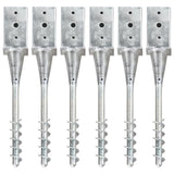 Ground Spikes 6 pcs Silver 8x8x57 cm Galvanised Steel 145438