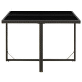 Garden Table Black 109x107x74 cm Poly Rattan and Glass 316764