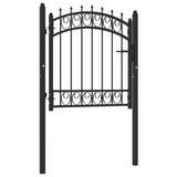 ZNTS Fence Gate with Spikes Steel 100x100 cm Black 146378